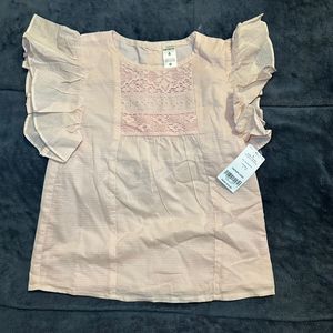 Carter's Girls Pink Eyelet Ruffle Top, Fully Lined, Size 6, Casual Blouse